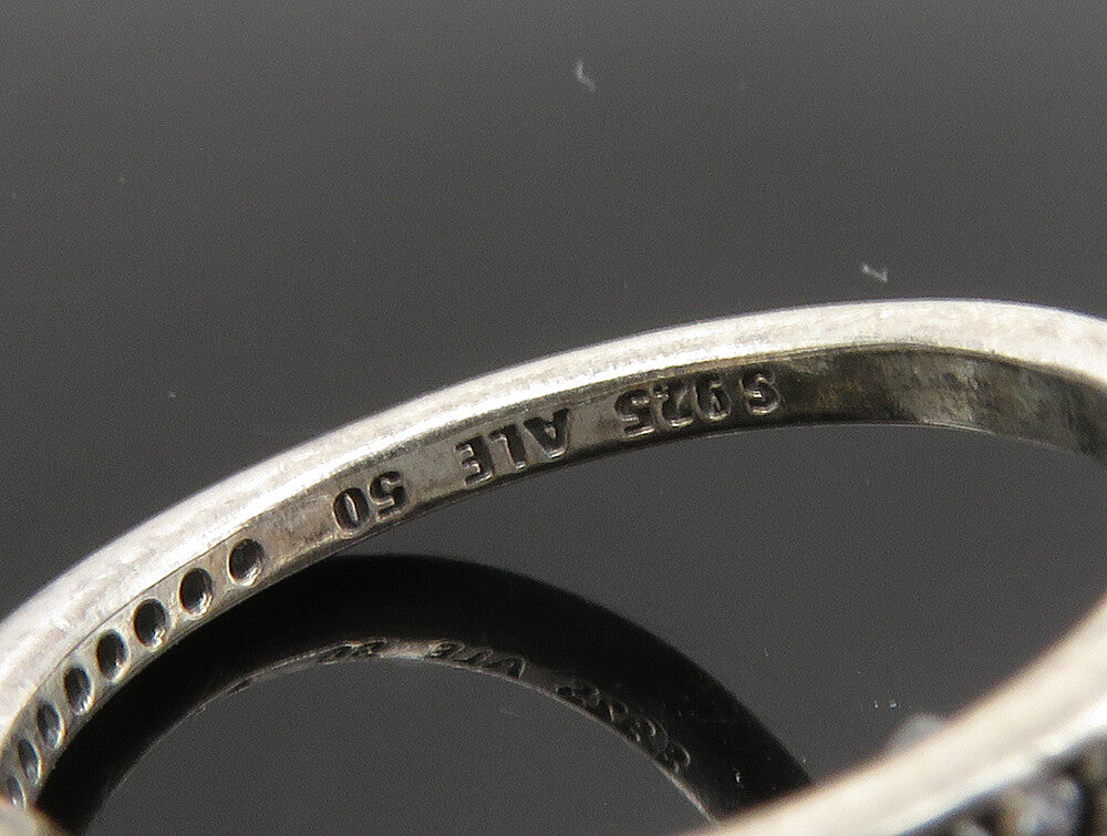 PANDORA 925 Silver Vintage Cubic Zirconia Solitaire Ring Sz 5.5 RG24090