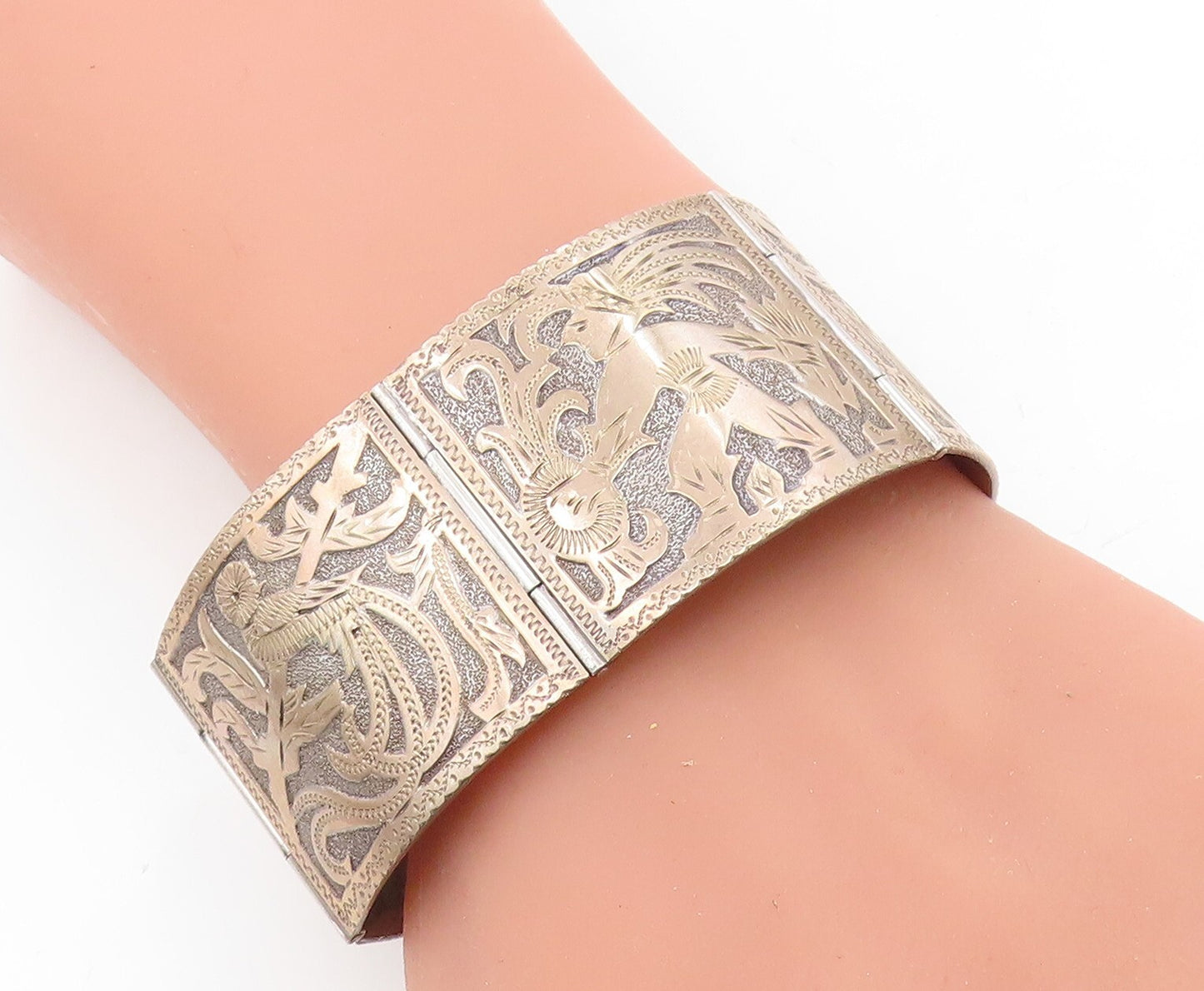 925 Silver & 18K Gold Vintage Shiny Storyteller Chain Bracelet BT2853