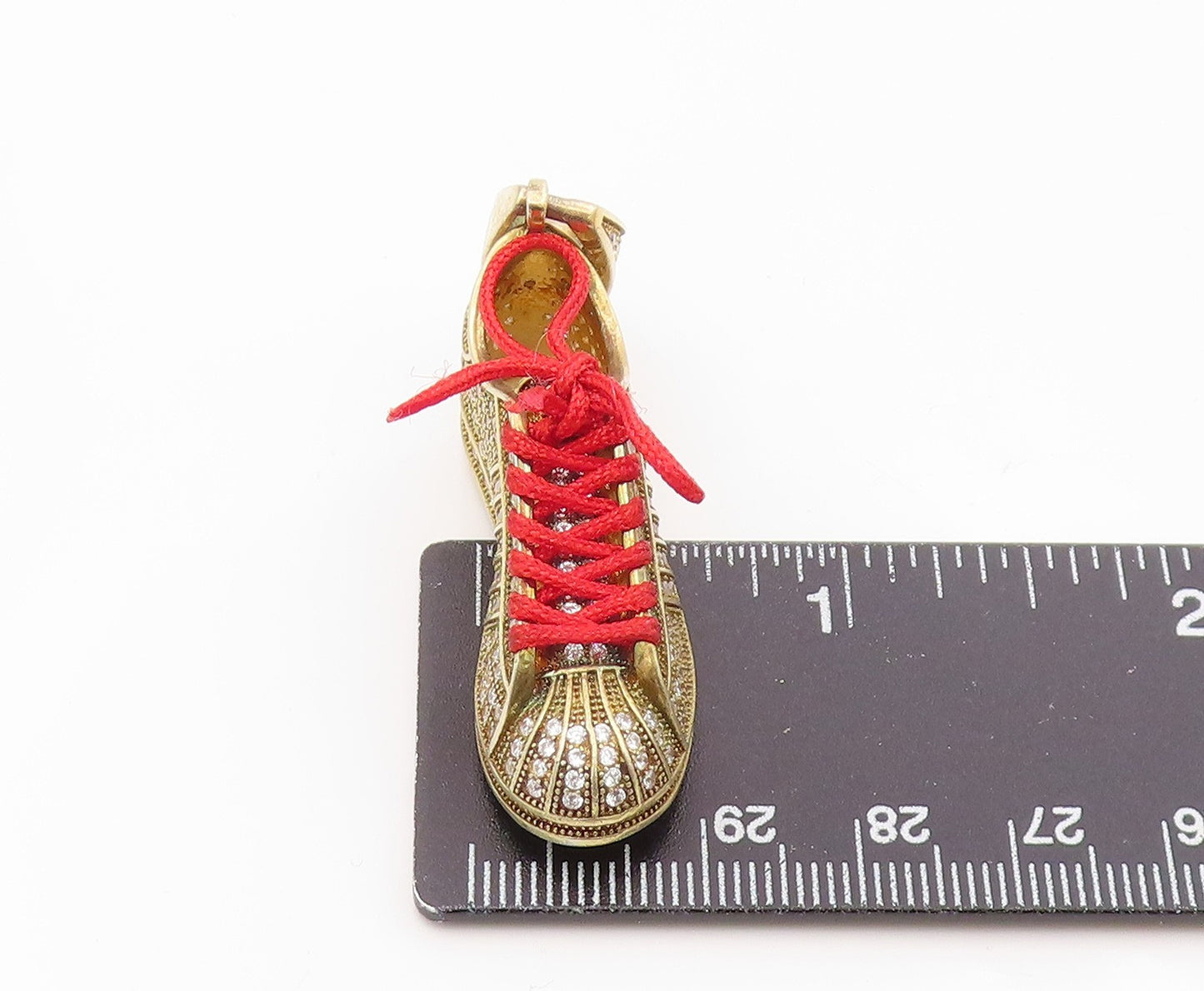 925 Sterling Silver Vintage Topaz Encrusted Laced Sneaker Pendant PT19673