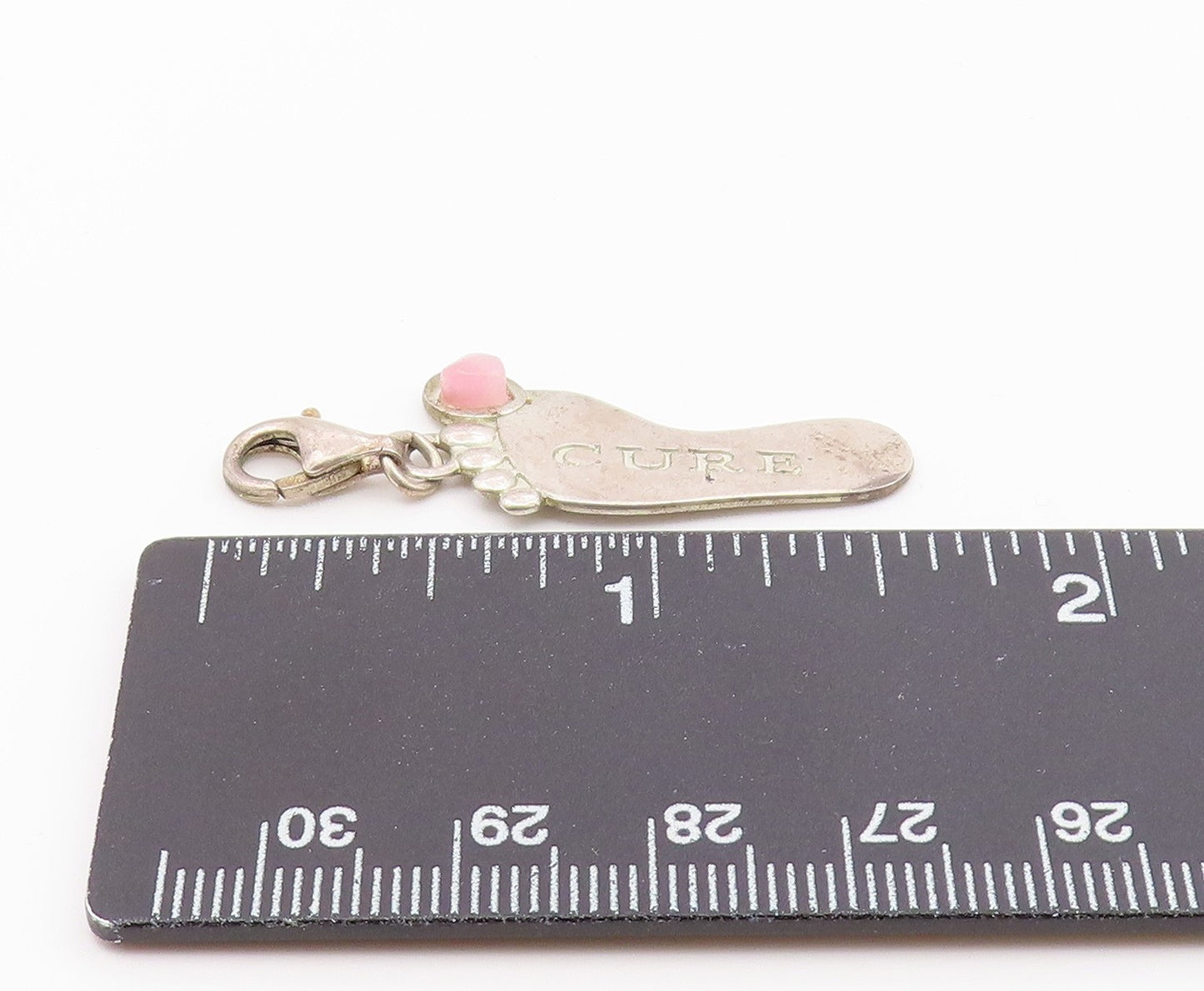 925 Sterling Silver Vintage Mini Foot CURE Charm Pendant PT22094
