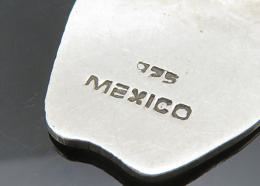 MEXICO 925 Sterling Silver Vintage Shiny Apple Etched Detail Pendant PT17486