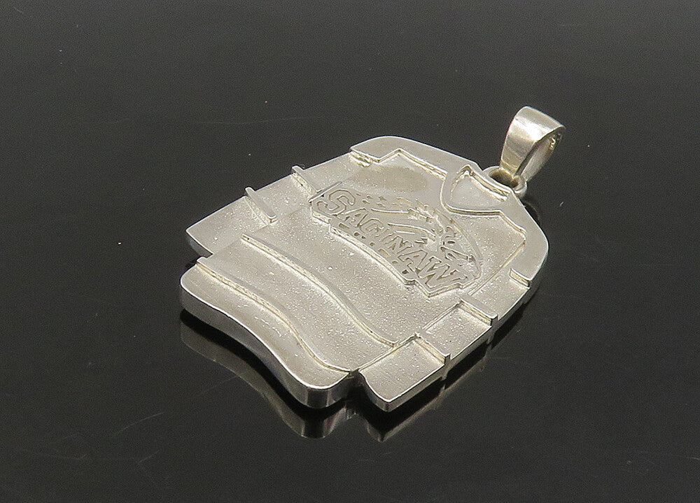 925 Sterling Silver Vintage Shiny Saginaw Ice Hockey Jersey Pendant PT18734