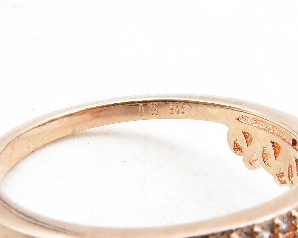 925 Sterling Silver Topaz Rose Gold Plated Royal Crown Band Ring Sz 9 RG12211