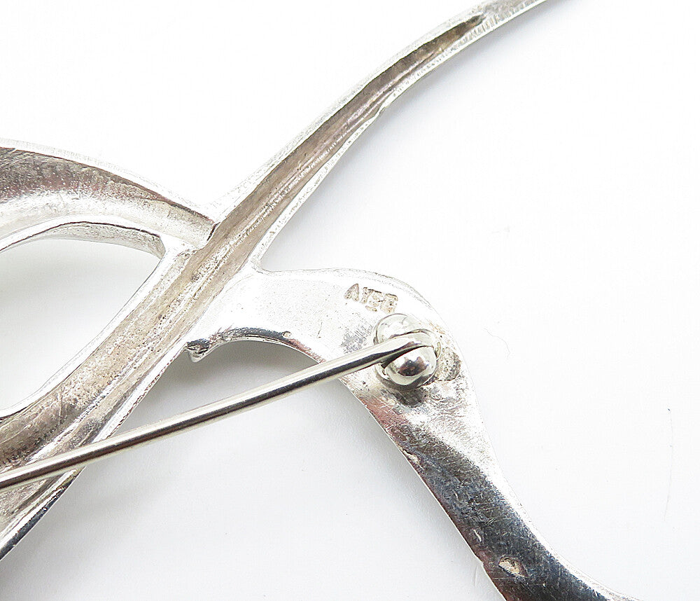 AYSE 925 Sterling Silver Vintage Shiny Modernist Design Brooch Pin BP2948