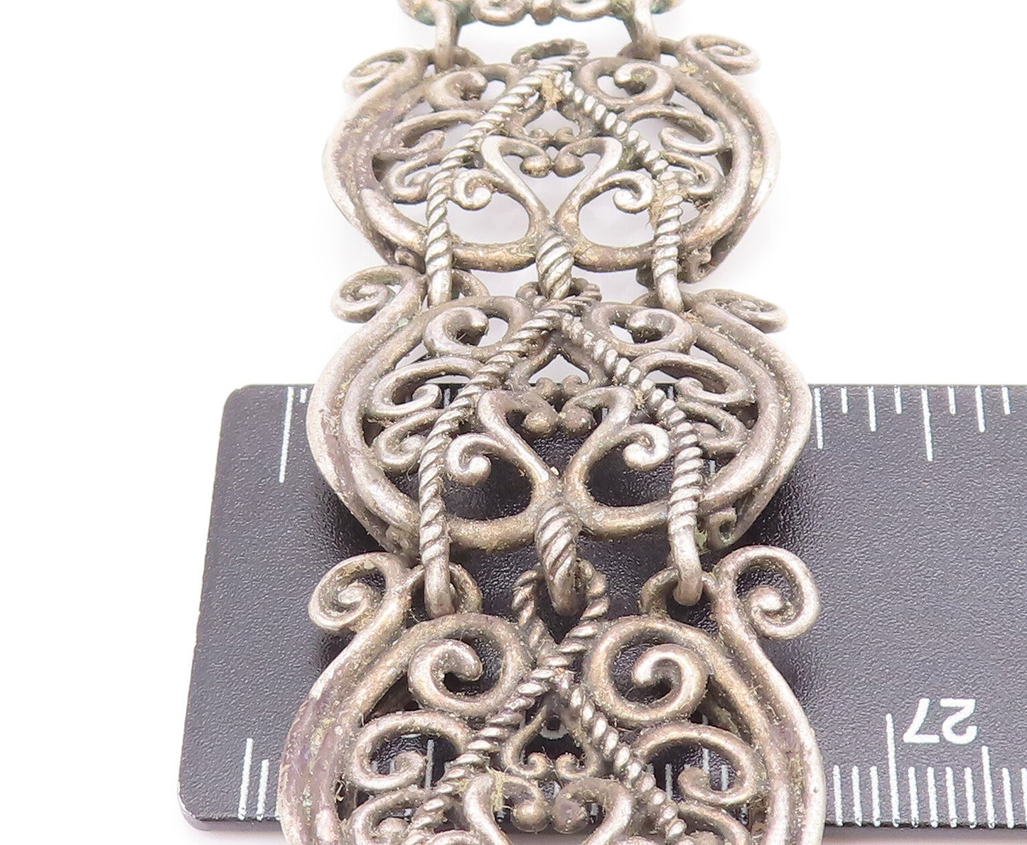 925 Sterling Silver Vintage Bracelet CAROLYN POLLACK Link Swirly Cutout BT10168