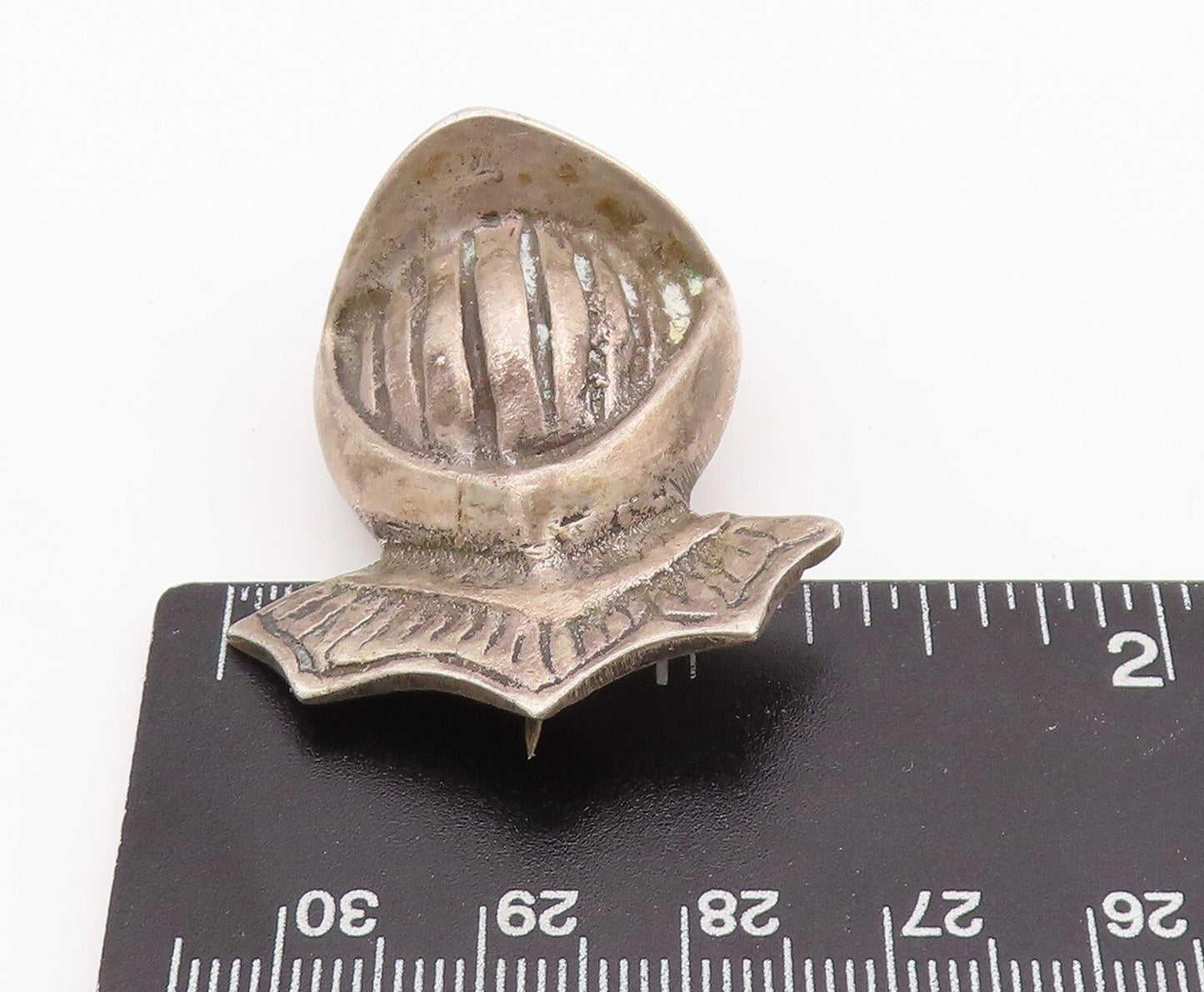 925 Sterling Silver Vintage Tie Pin Vintage Dark Tone Solder Helmet TR3867