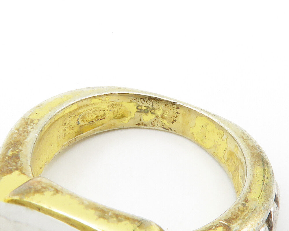 925 Sterling Silver Vintage Moonstone Gold Plated Cocktail Ring Sz 7 RG14653