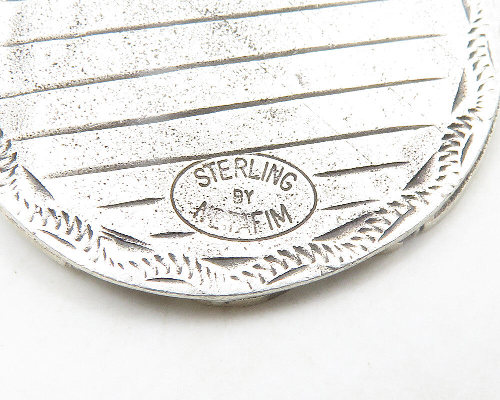 ISRAEL 925 Sterling Silver Vintage Shalom Hebrew Etched Key Chain TR2648