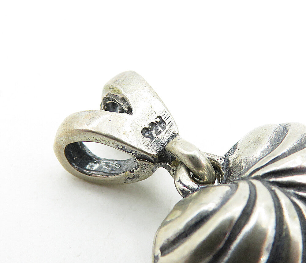 925 Sterling Silver Vintage Dark Tone Hollow Love Heart Drop Pendant PT3502