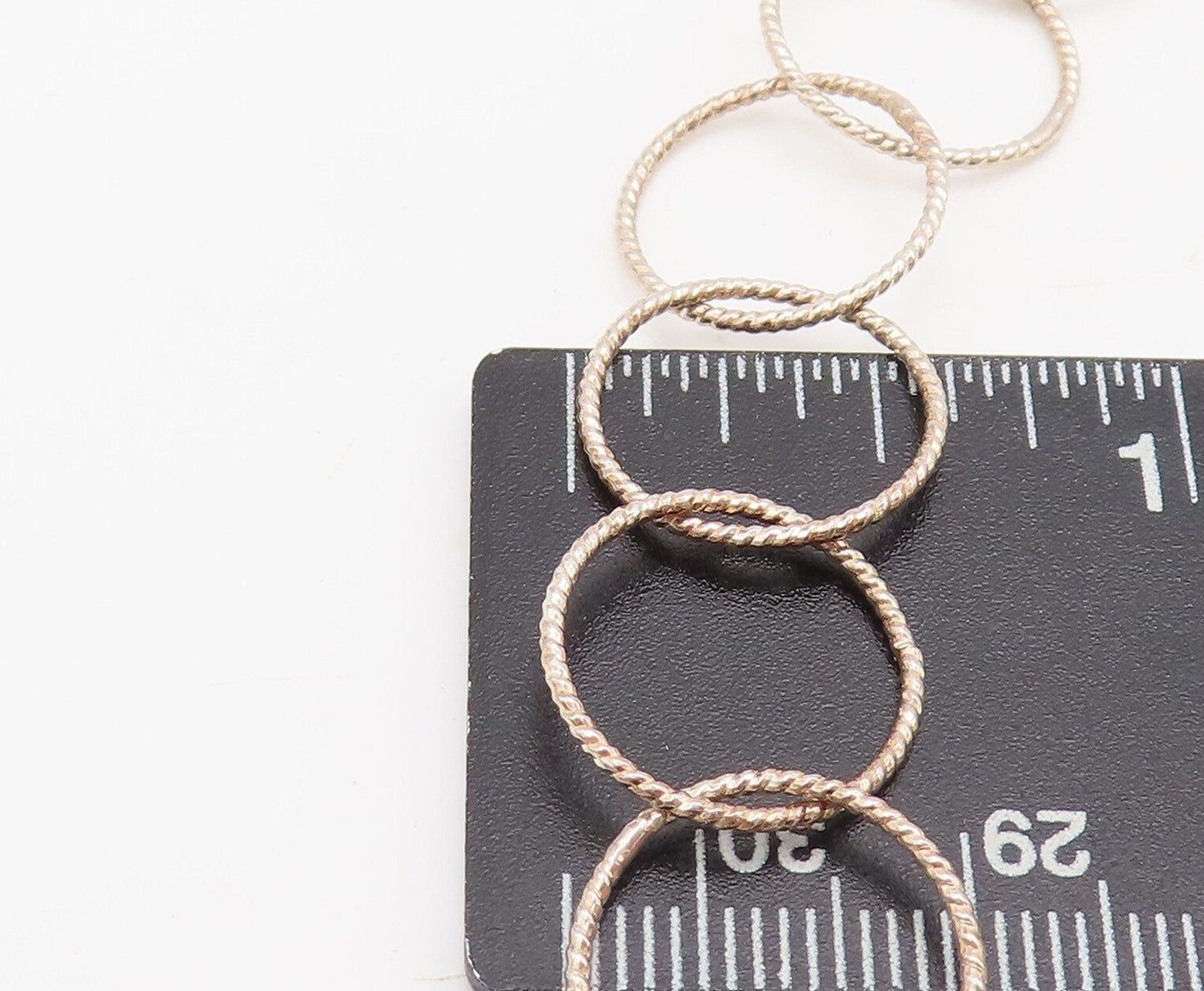 925 Sterling Silver Vintage Long Twisted Rope Rings Lined Necklace NE4167