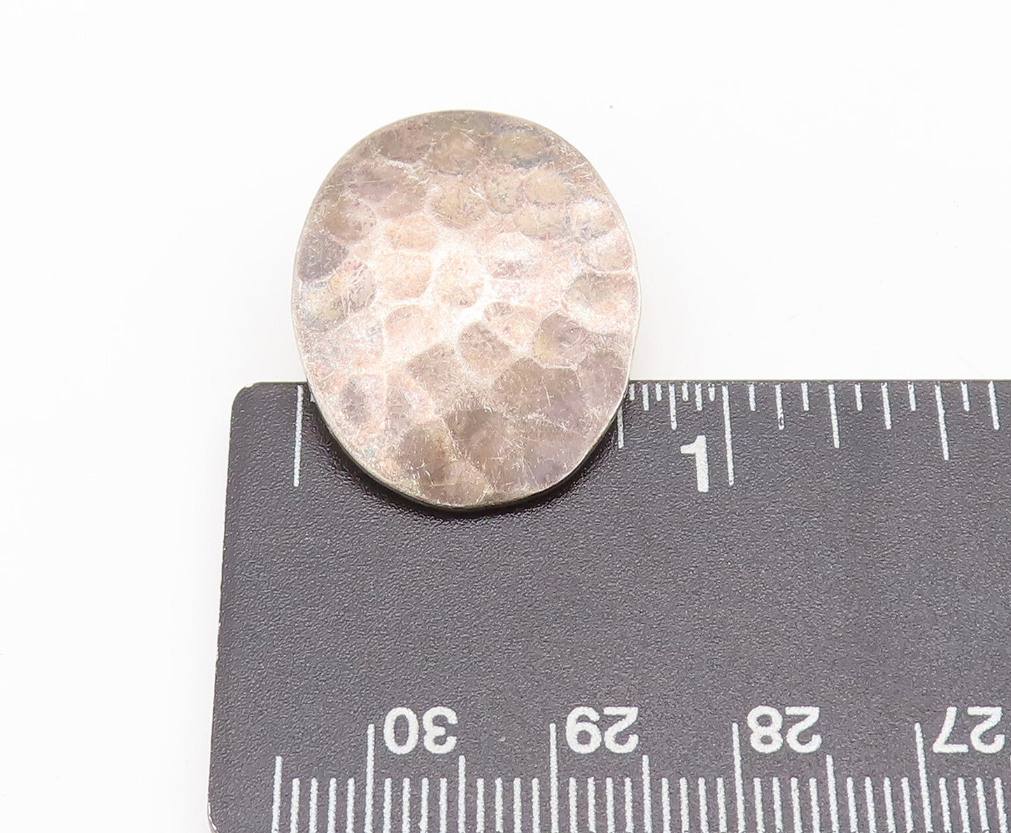 MEXICO 925 Sterling Silver Vintage Dented Oval Press Clip Earrings EG12751