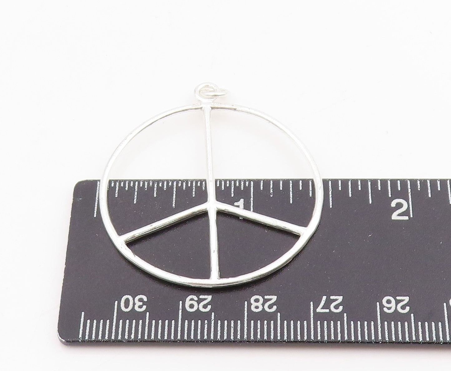 925 Sterling Silver Vintage Pendant Minimalist Open Circle Peace Symbol PT25185