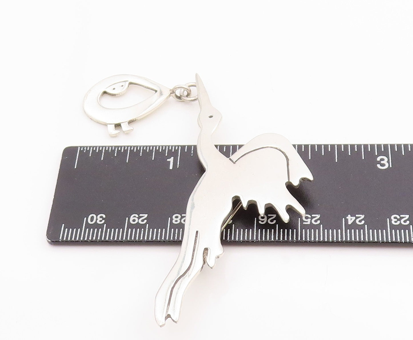 925 Sterling Silver Vintage Brooch MEXICO Stork Delivering Baby Story BP11713