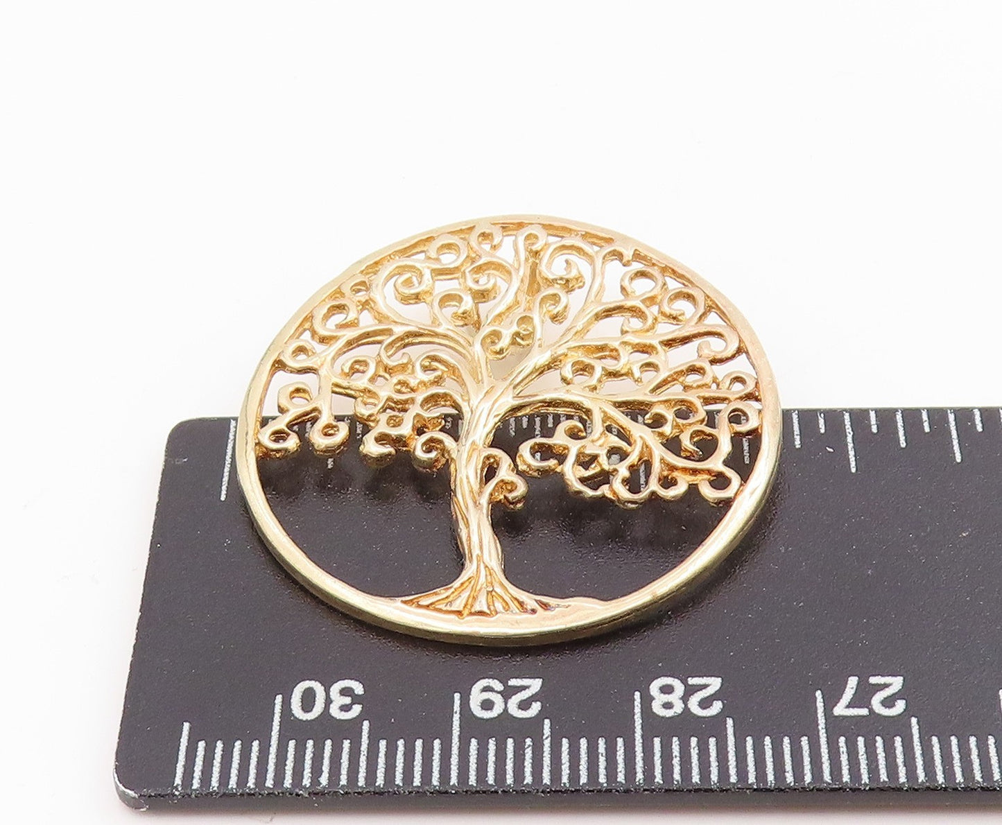 925 Sterling Silver Vintage Pendant Gold Plated Tree Of Life Medallion PT25627