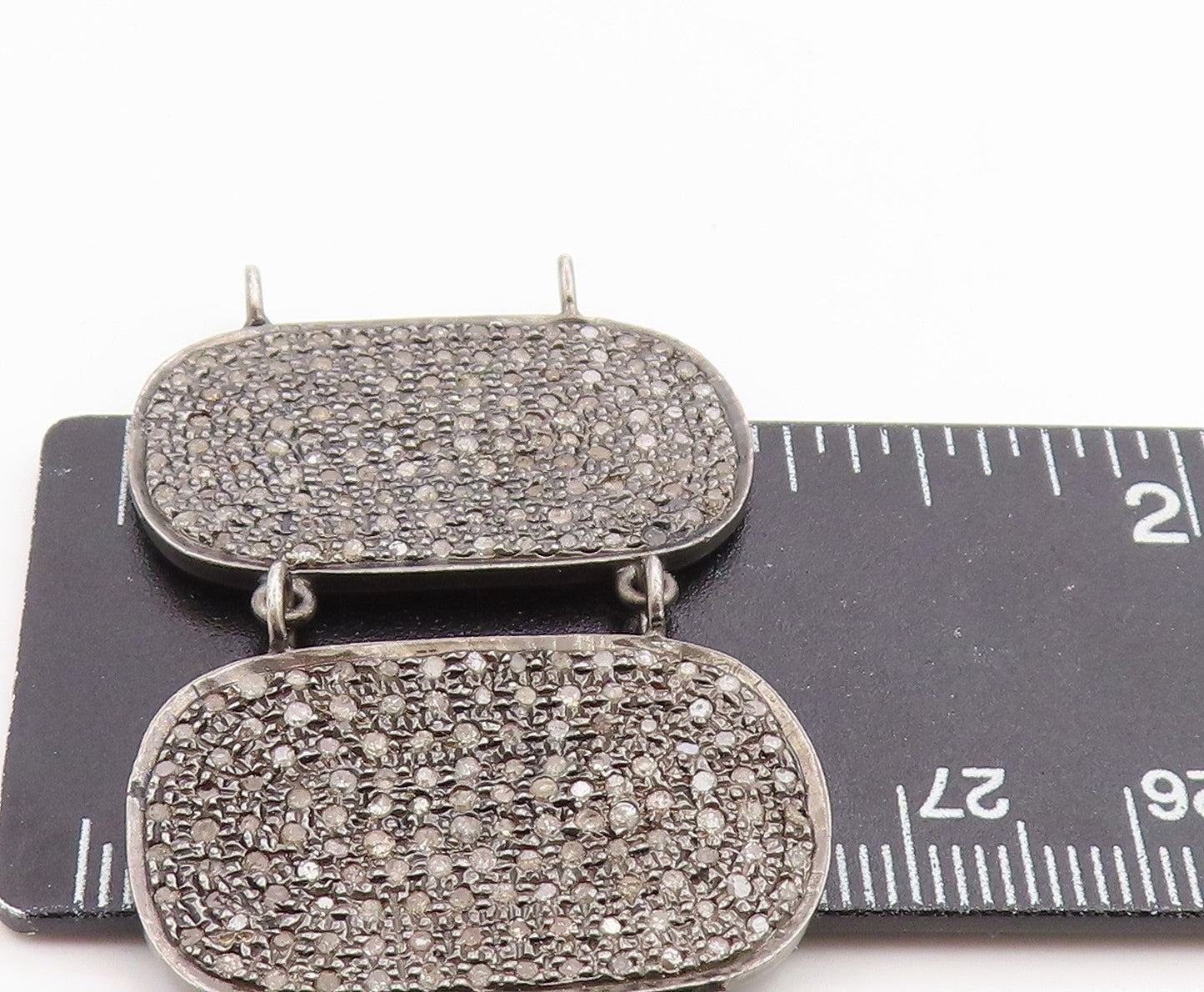 925 Sterling Silver Vintage Pendant Real 1ct Diamonds Chain Tassel PT26202