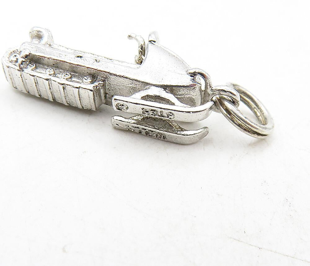 925 Sterling Silver Vintage Petite Shiny Electric Snow Sleigh Pendant PT6898