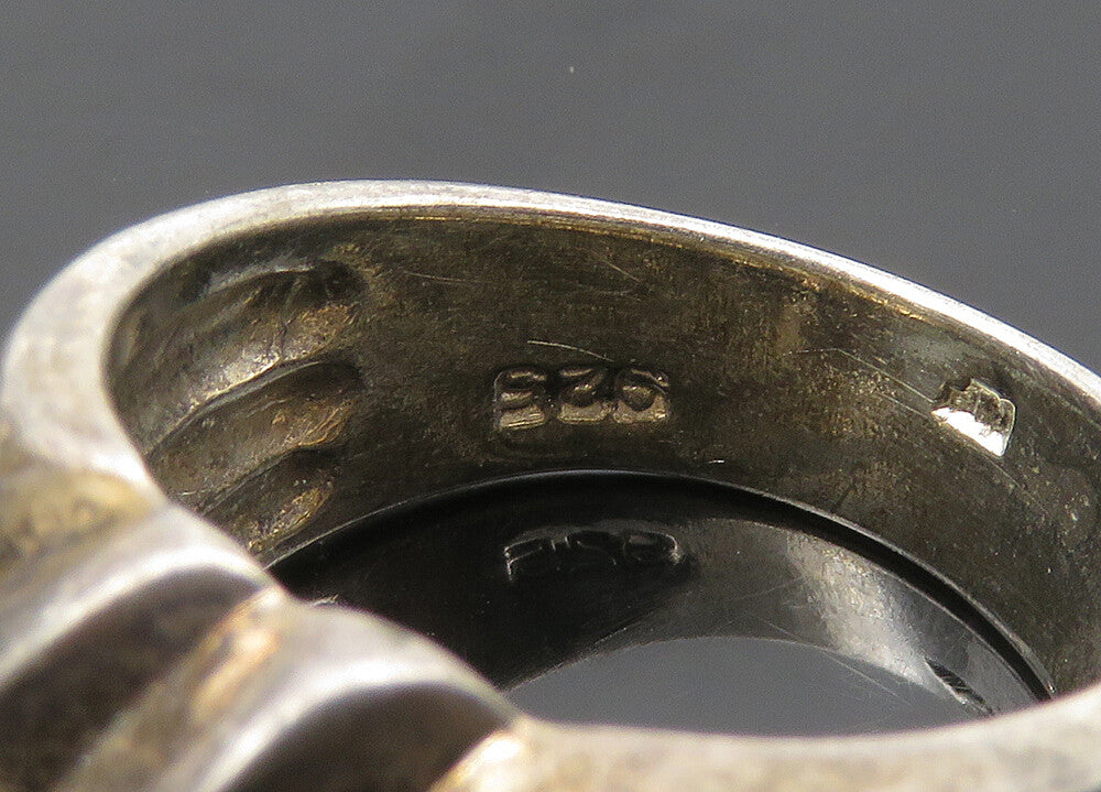 925 Sterling Silver Vintage Dark Tone Fluted Dome Band Ring Sz 6 RG20397