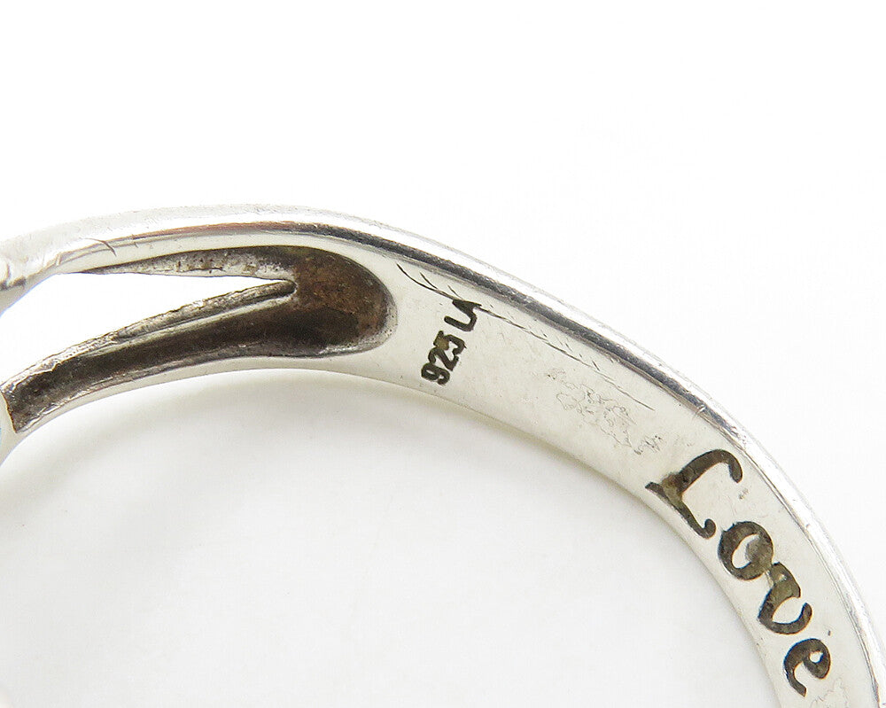 925 LA Sterling Silver Shiny Love Etched Hearts Band Ring Sz 8.5 RG18442