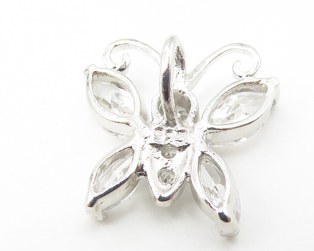 925 Sterling Silver Sparkling Cubic Zirconia Butterfly Motif Pendant PT9303