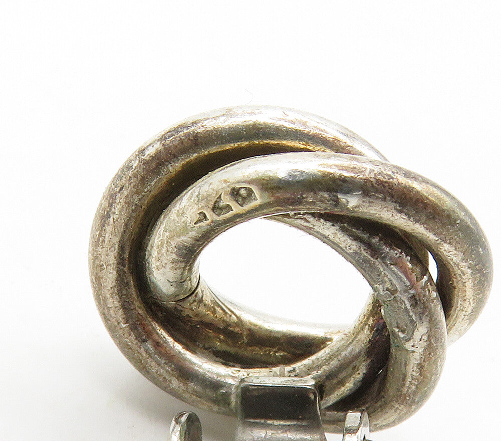925 Sterling Silver Vintage Shiny Circle Knot Non Pierce Earrings EG8192