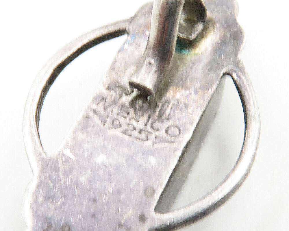 MEXICO 925 Sterling Silver Vintage Black Onyx Bubble Detail Pendant PT14805