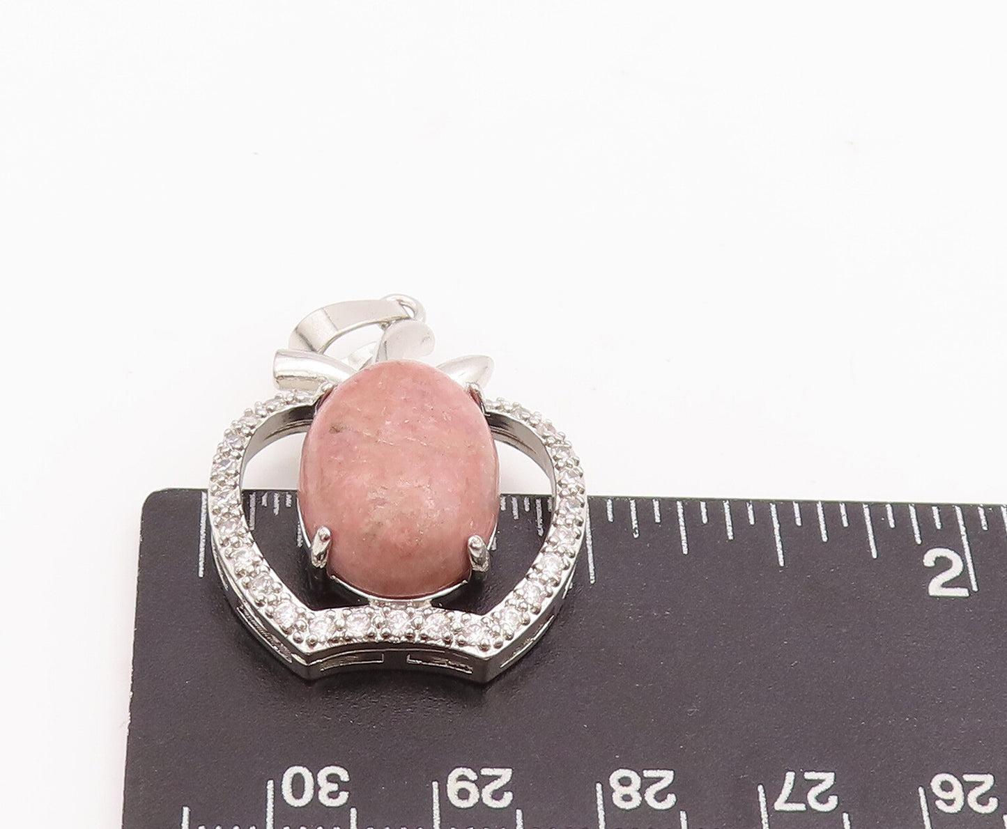 925 Sterling Silver Vintage Pendant Solid 2 Tone Gemstones Beaded Apple PT22842