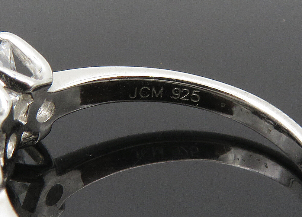 925 Sterling Silver Vintage Cubic Zirconia 3 Stone Band Ring Sz 8 RG20785