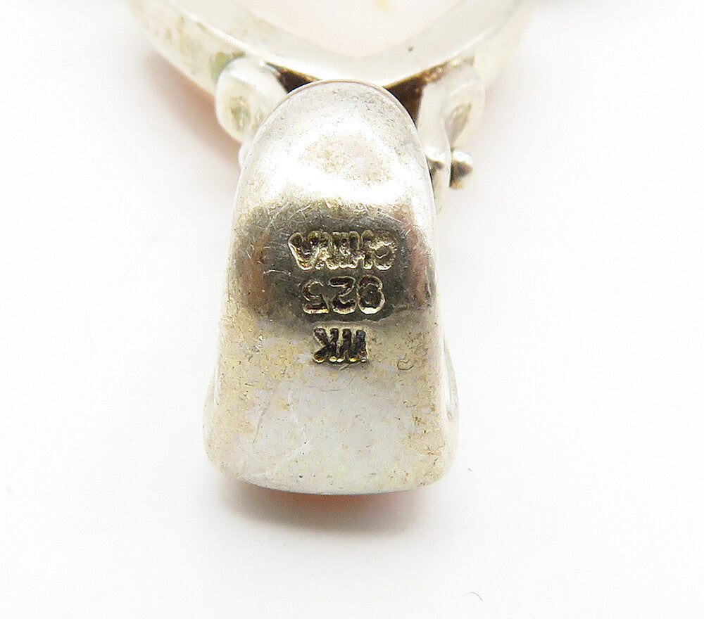 WHITNEY KELLY 925 Silver Vintage Agate & Mother Of Pearl Pendant PT12249