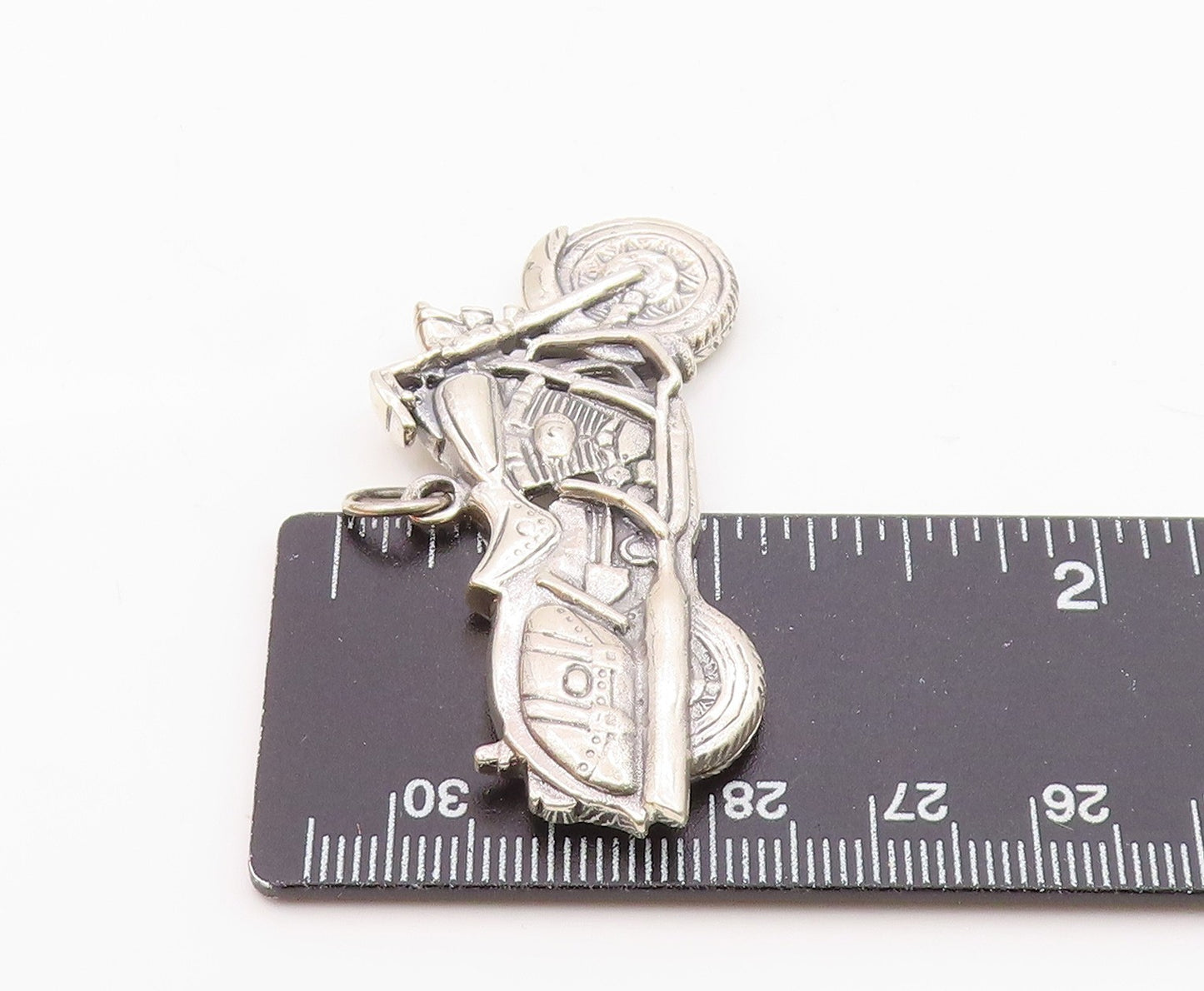 925 Sterling Silver Vintage Shiny Motorcycle Drop Pendant PT18252