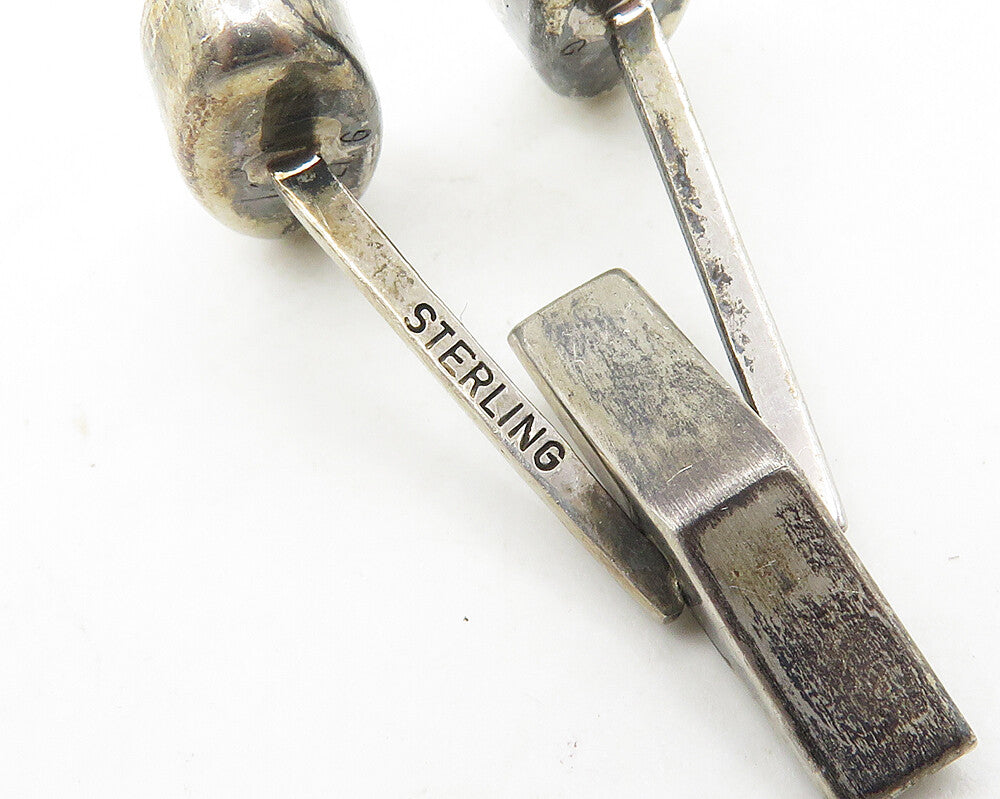 925 Sterling Silver Vintage Dark Tone Etched Modernist Cufflinks TR2433