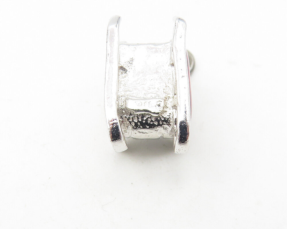 925 Sterling Silver Vintage Shiny Petite Enamel Winter Sled Pendant PT9338