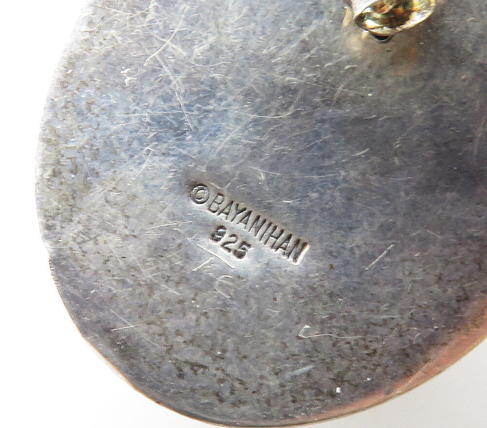 BAYANIHAN 925 Silver & 14K GOLD Vintage Hollow Dome Drop Earrings EG7930