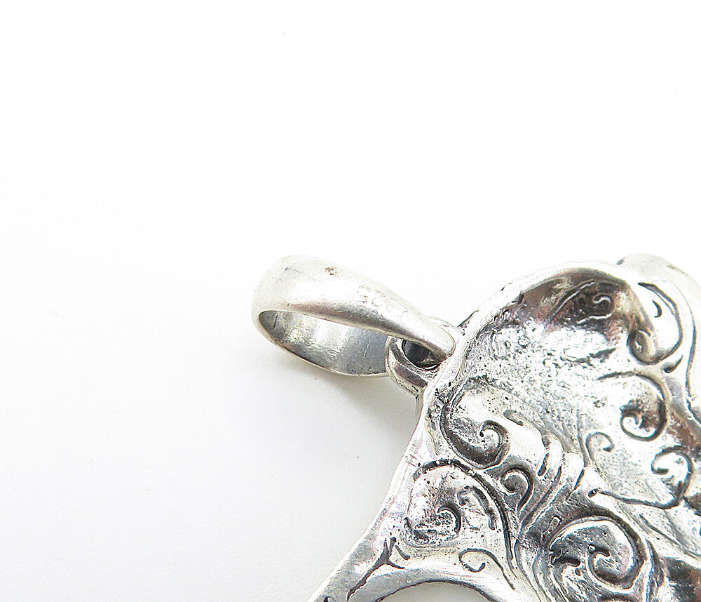 925 Sterling Silver Vintage Inlaid Mother Of Pearl Elephant Pendant PT5541