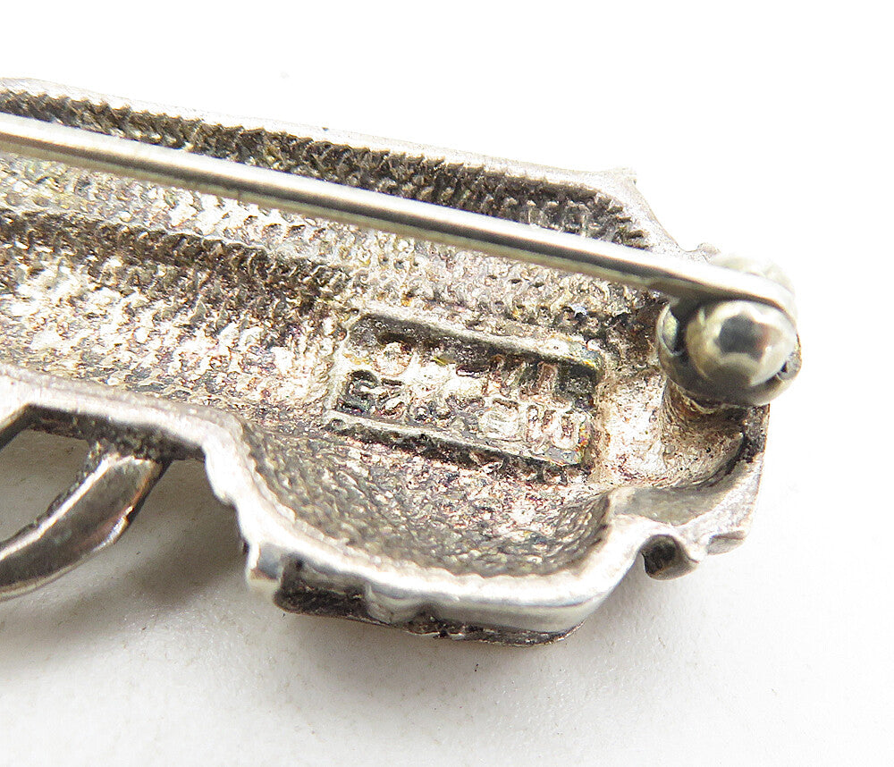 MEXICO 925 Sterling Silver Vintage Bag Of Golf Clubs Sports Brooch Pin BP3047