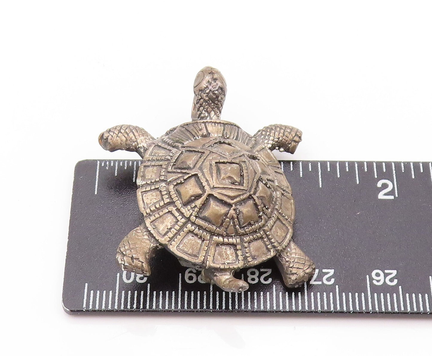 925 Sterling Silver Vintage Brooch Dark Tone Carved Walking Turtle BP11520