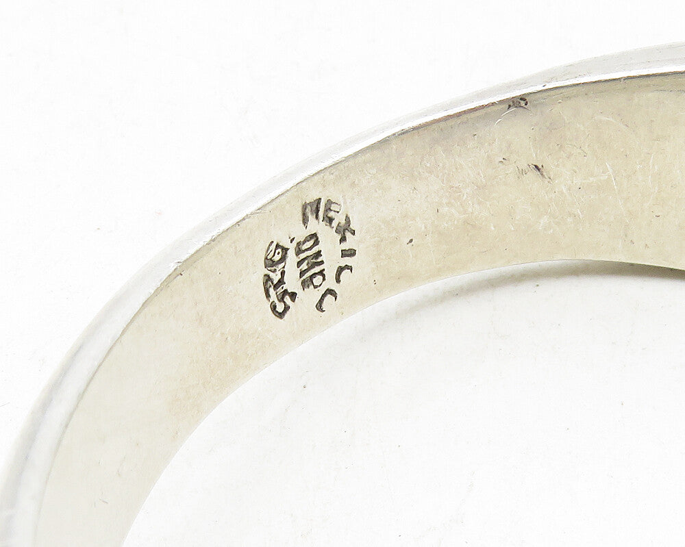 MEXICO 925 Silver Vintage Cabochon Black Onyx Hinge Bangle Bracelet BT4181