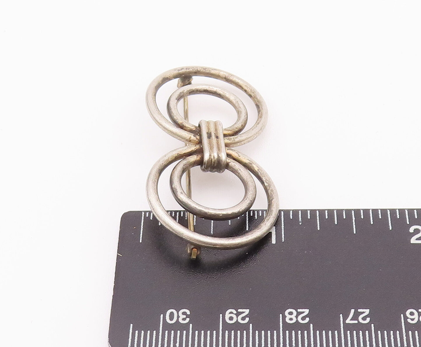 925 Sterling Silver Vintage Brooch Pin Brutalist Symmetric Circles BP10760
