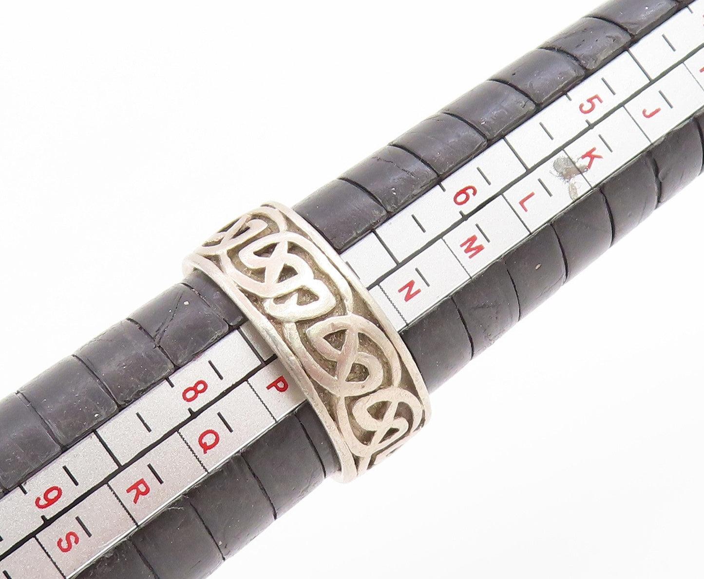 925 Sterling Silver Vintage Ring Classic Carved Celtic Knot Band Sz 7 RG36016