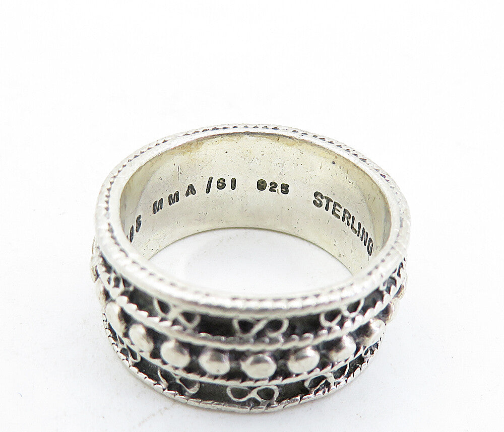 MMA 925 Sterling Silver Vintage Oxidized Swirl Detail Band Ring Sz 6.5 RG5802