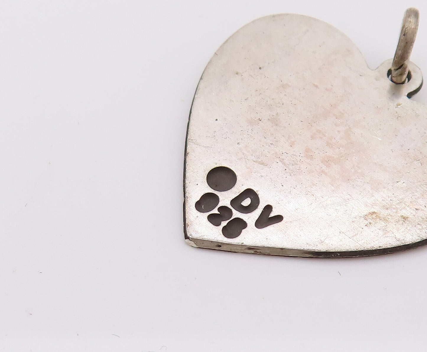 925 Sterling Silver Vintage Mini Love Heart Printed I Love Tap Pendant PT22149