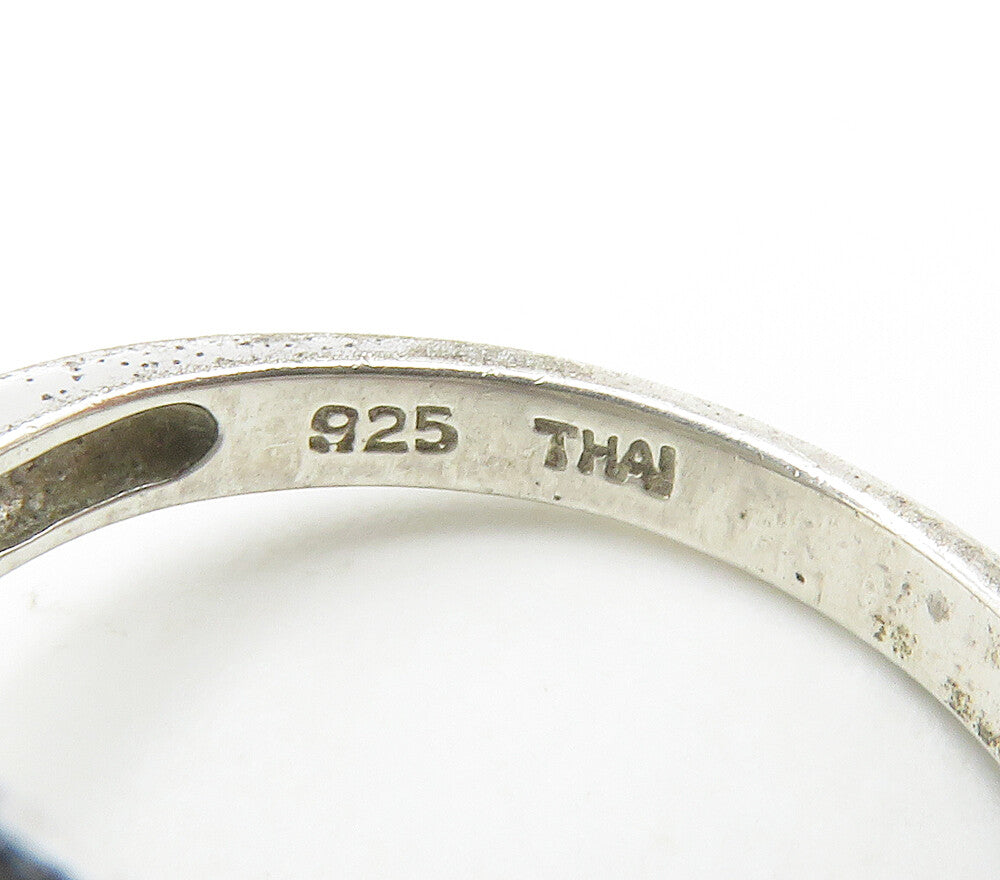925 Sterling Silver Shiny Genuine Diamonds Oval Cocktail Ring Sz 7 RG15448