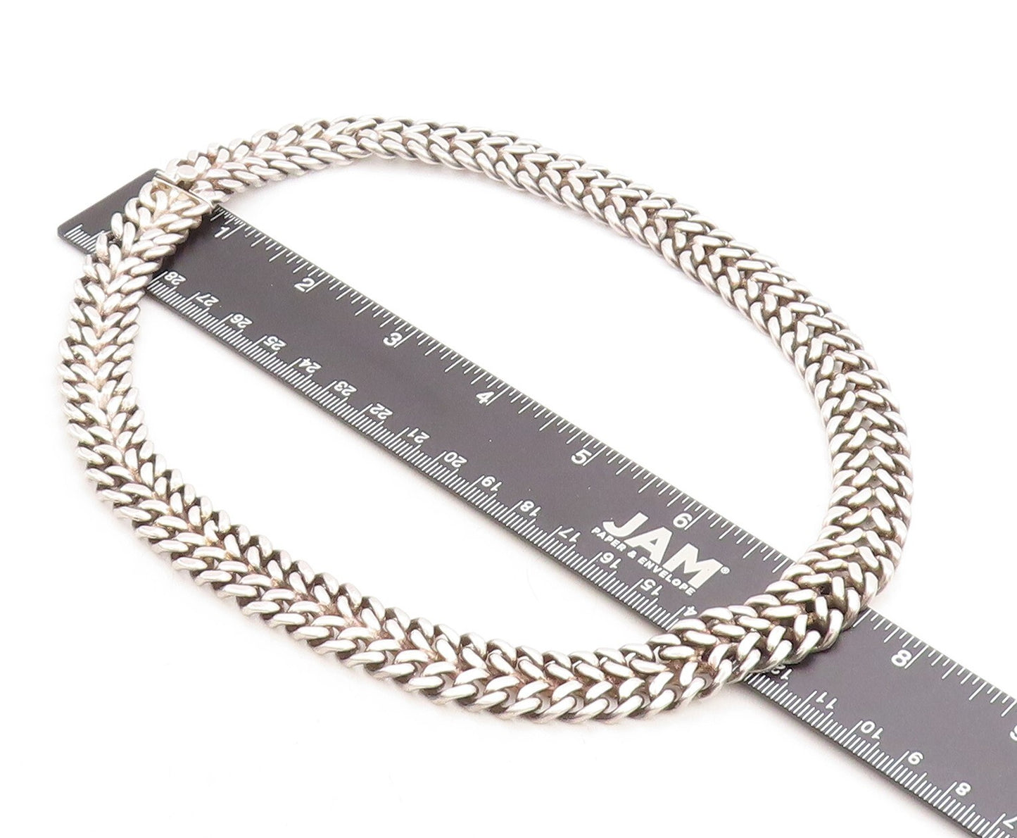 ALICIA MEXICO 925 Sterling Silver Vintage Shiny Wheat Link Chain Necklace NE1197