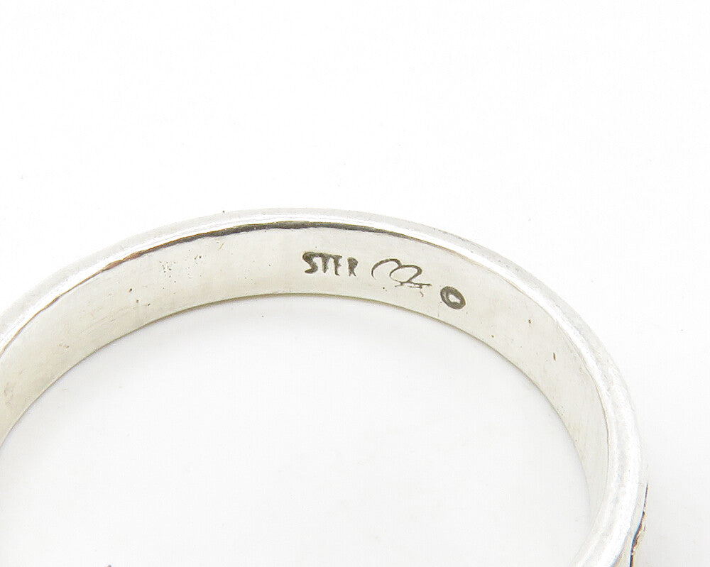 CAROLYN POLLACK 925 Silver Vintage Greek Key Pattern Band Ring Sz 6 RG14277