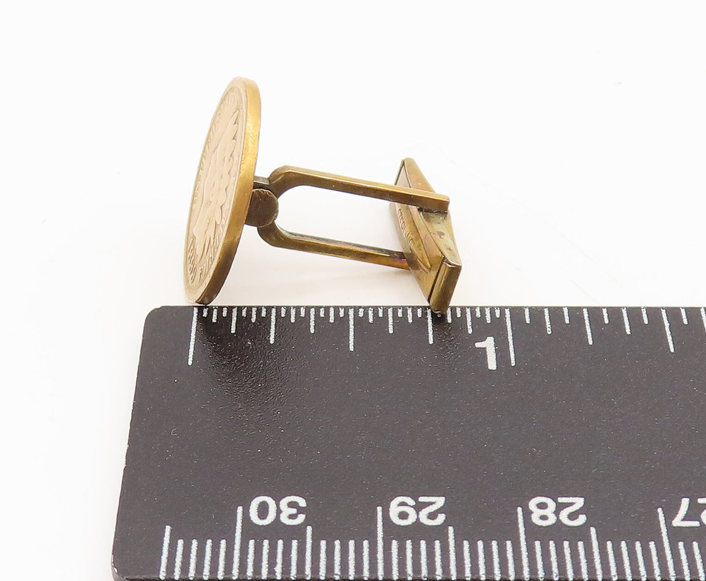 925 Sterling Silver Vintage Carved Antique 1899 Win Round Cuff Links TR3602