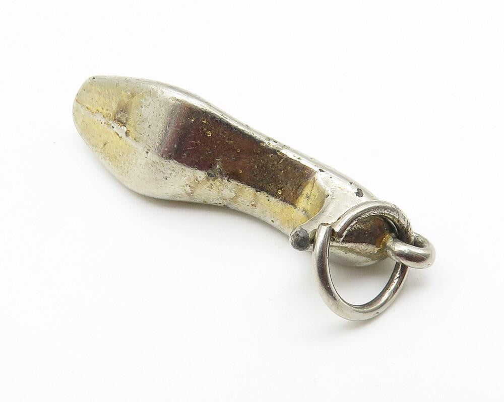 925 Sterling Silver Vintage Shiny High Heel Shoe Motif Smooth Pendant PT8145