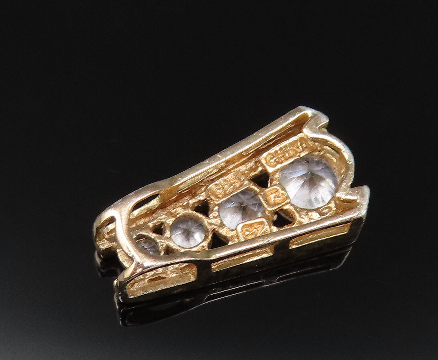 925 Sterling Silver Vintage Gold Plated Graduated Round Topaz Pendant PT21377