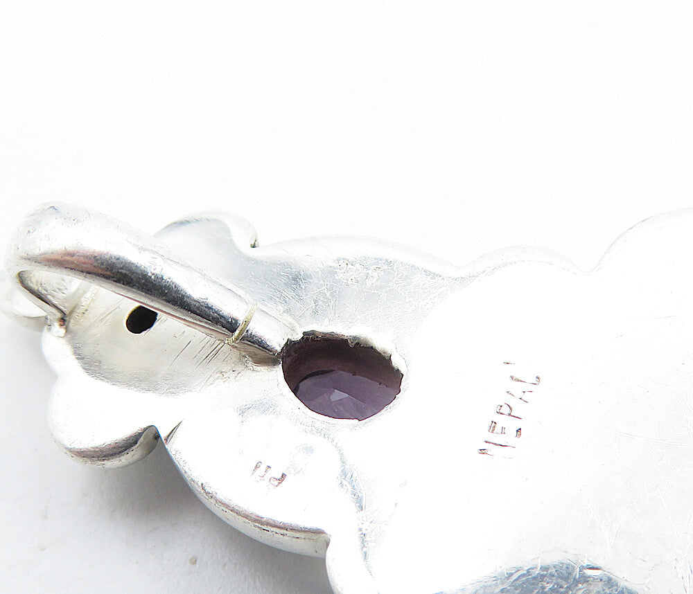 925 Sterling Silver Vintage Labradorite Amethyst & Tanzanite Pendant PT3964