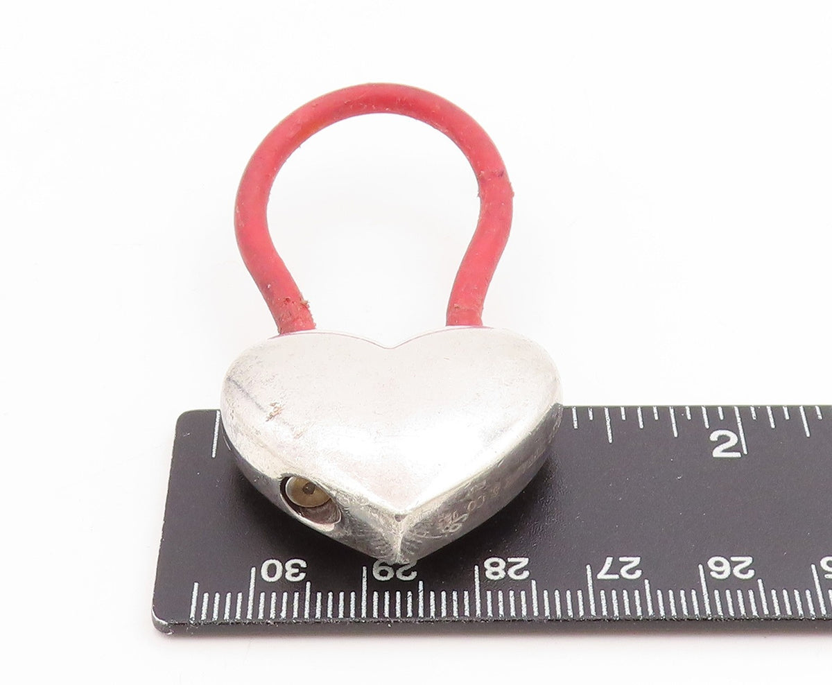 925 Sterling Silver Vintage Keychain TIFFANY & CO Solid Puffy Love Heart TR4178