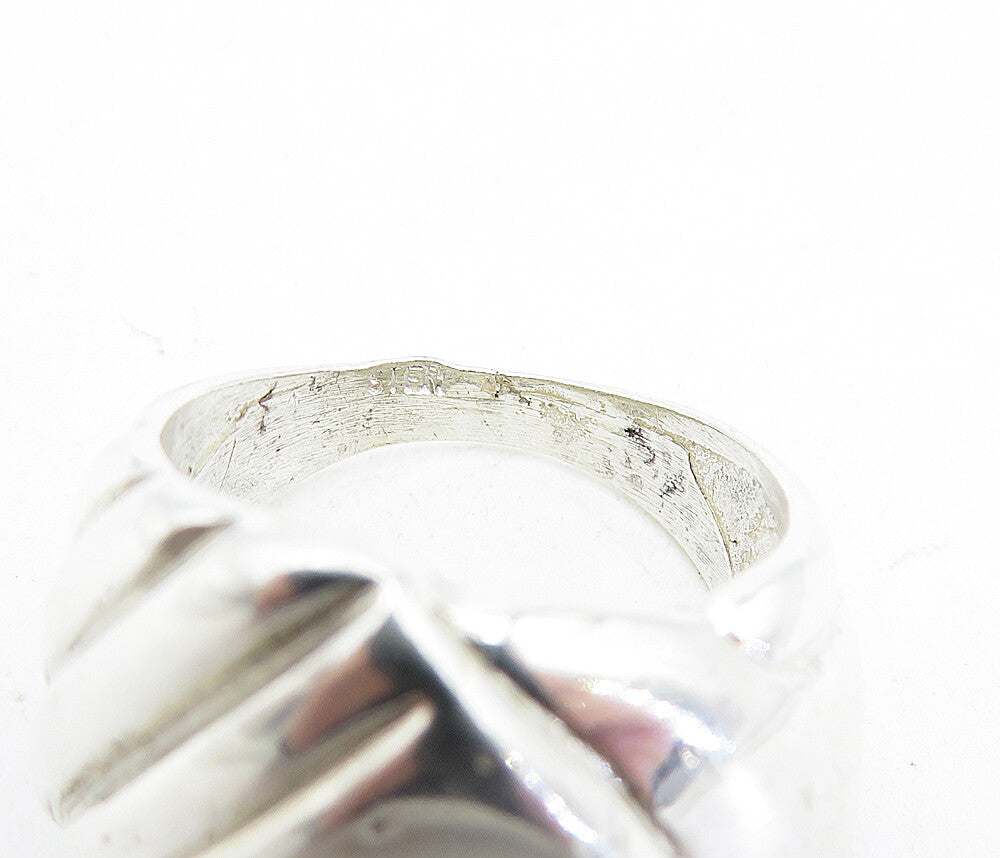925 Sterling Silver Vintage Modernist Shiny Fluted Band Ring Sz 7 RG5737