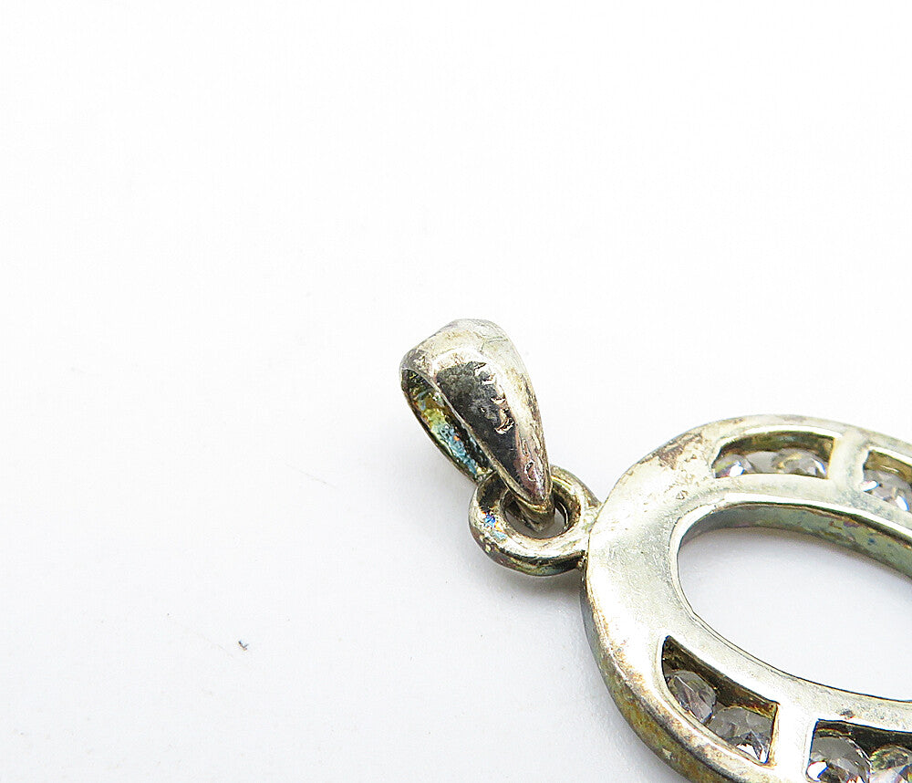 925 Sterling Silver Vintage Petite Topaz Letter O Initial Pendant PT5000
